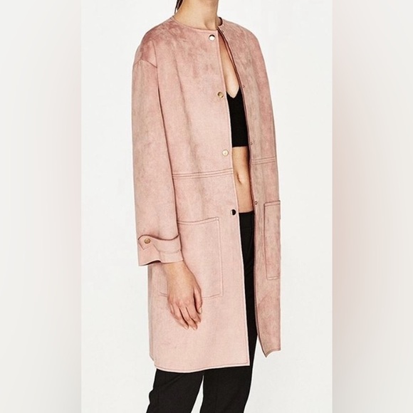 Zara Jackets & Blazers - Zara Faux Suede Coat Pink Size S